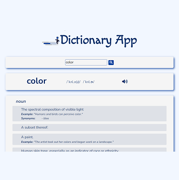 Dictionary React App preview