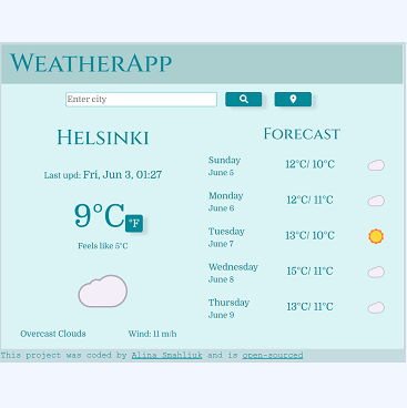 Weather React App preview